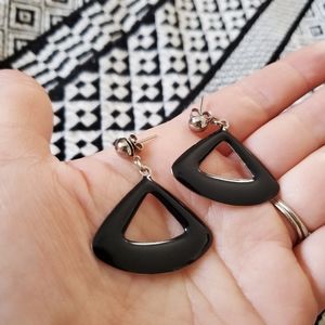 80's Earrings black & silver